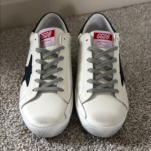 White and Black Distressed Star Sneaker Women’s 40